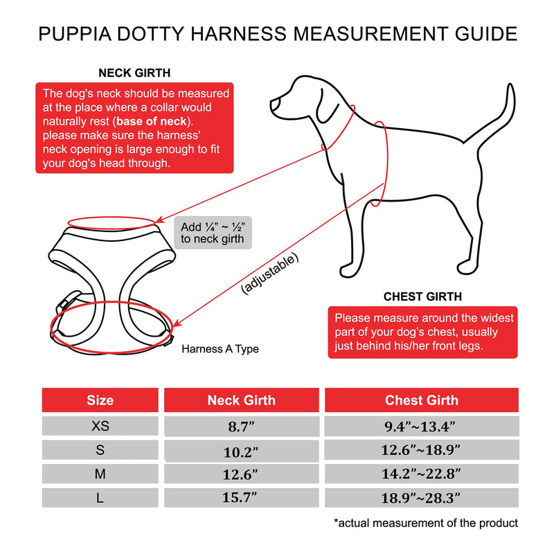 Puppia Dotty Harness A Black Large - PawsPlanet Australia