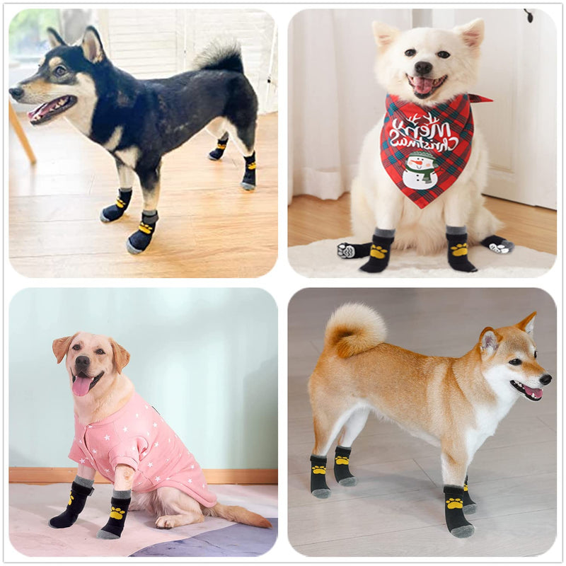 Dricar Dog Socks, 6 Pcs Anti-Slip Dog Socks Paws Stop Licking, Dog Cat Paw Protectors with Waterproof Rubber Bottom and Adjustable Straps, Traction Control for Pet Indoor Wear & Outdoor Walking (S) S - PawsPlanet Australia