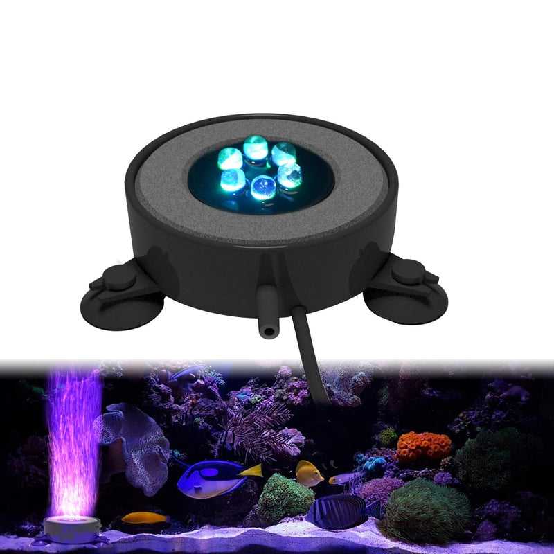 [Australia] - Aliyeah Aquarium Light Multi-Color Bubbling Stone Disk, LED Light with Fish Tank Bubbler , (2 Inches in Diameter) 2 inches 