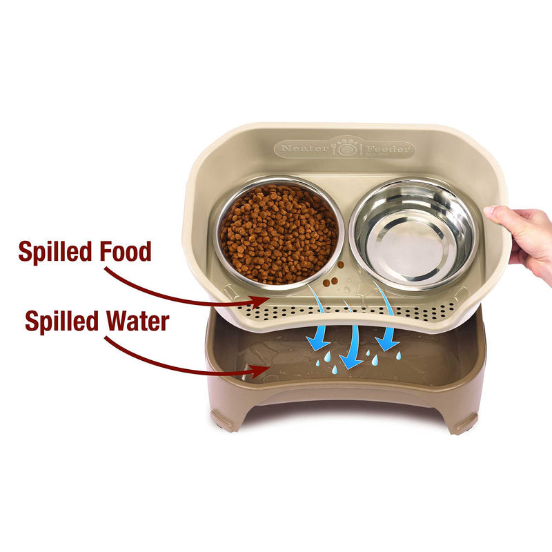 Neater Feeder Express Elevated Dog Bowls by Neater Pet Brands – Dog Bowls with Stand - Stainless Steel Food and Water Bowls – Raised Dog Bowl Set for Medium to Large Dogs, Almond M/L (for Med to Lg Dogs) - PawsPlanet Australia