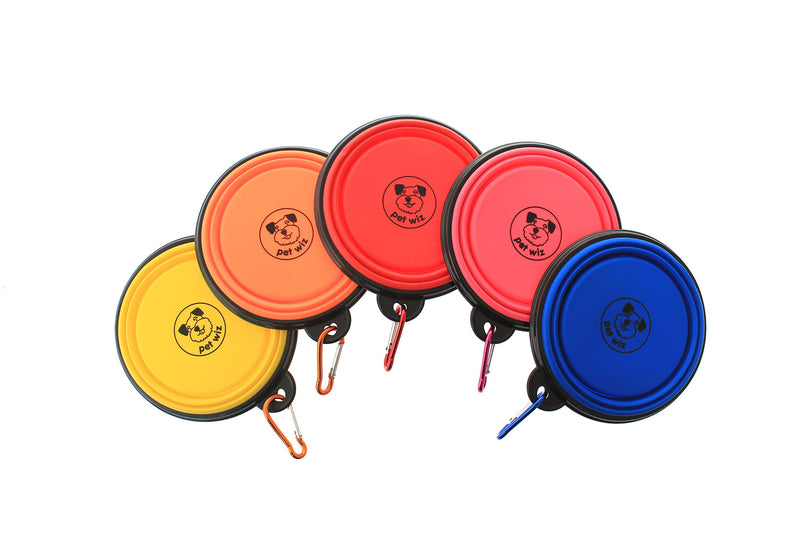 Collapsible Travel Silicone Bowl - 350ml | Two Pack - Portable Food & Drink Bowl with Hook for Dogs & Cats (Blue) Blue - PawsPlanet Australia