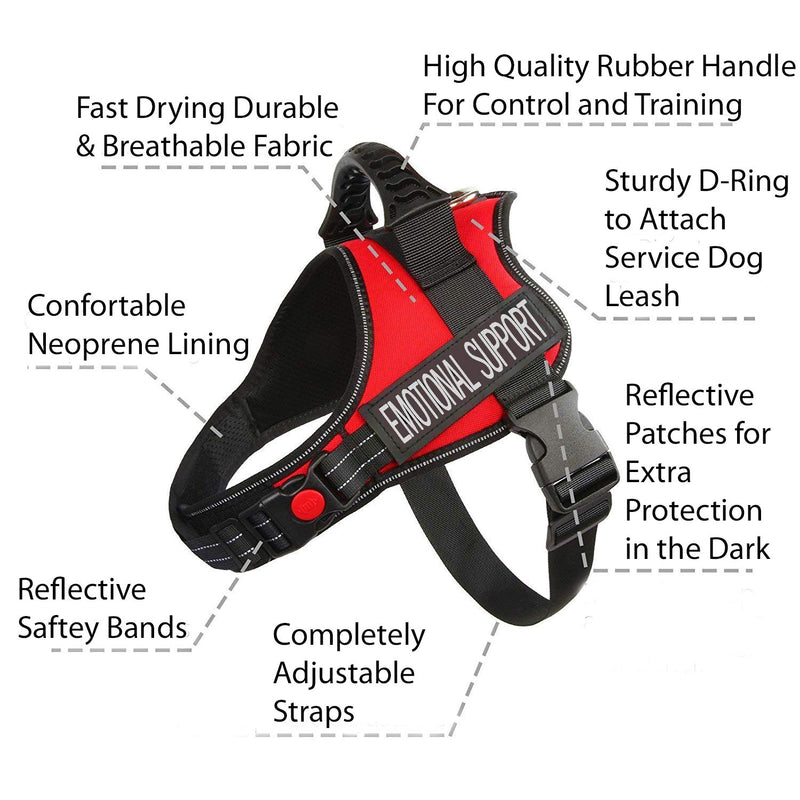 [Australia] - Just 4 Paws Emotional Support Dog Harness Jacket with Padded Handle | 5 Sizes | 2 Colors | Adjustable Straps & 2 Removable Reflective Patches Extra Small-Chest 15-1/2" to 19-1/2" Red 