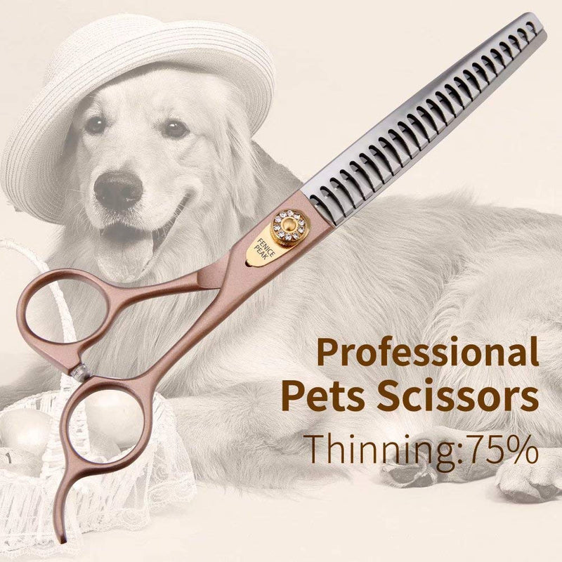 Fenice Peak Thinning Shears for Dogs and Cats Pet Grooming Scissors Chunkers Shears 440C Stainless Steel Professional Dog Trimming Scissors 7'' Chunker Shear 7'' - PawsPlanet Australia