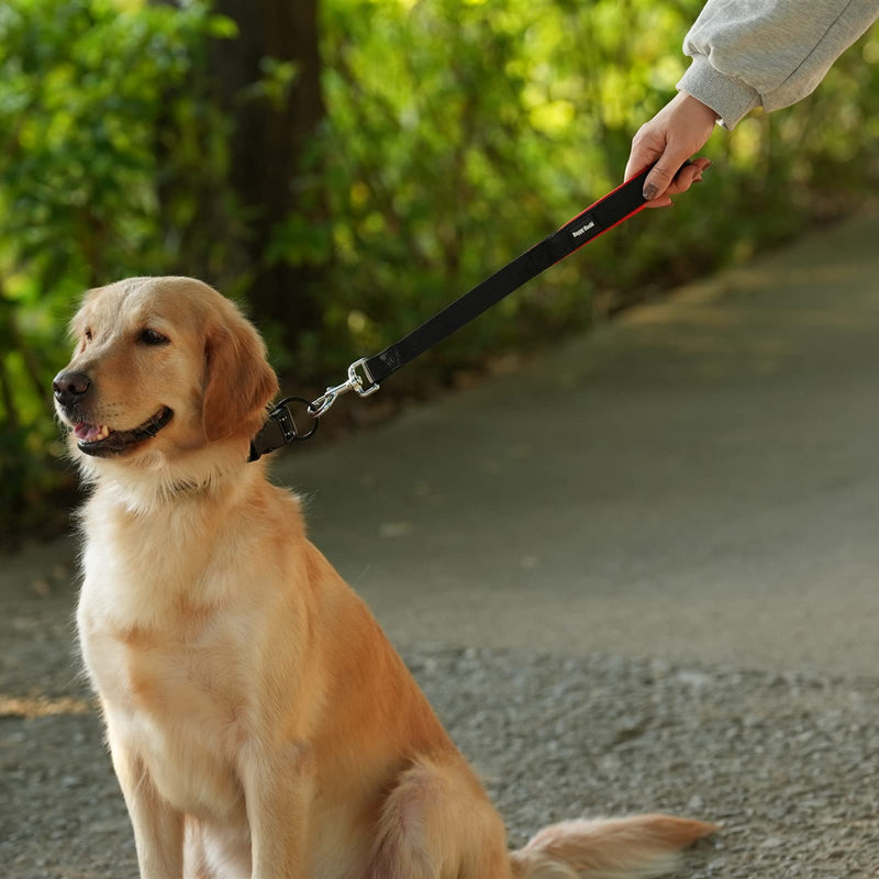 PETTOM Short Dog Lead with Soft Pad, Traffic Dog Lead Close Control, Short Leads for Dogs en Nylon Pet Walking Handle Leads- Black L-18.1Inch - PawsPlanet Australia