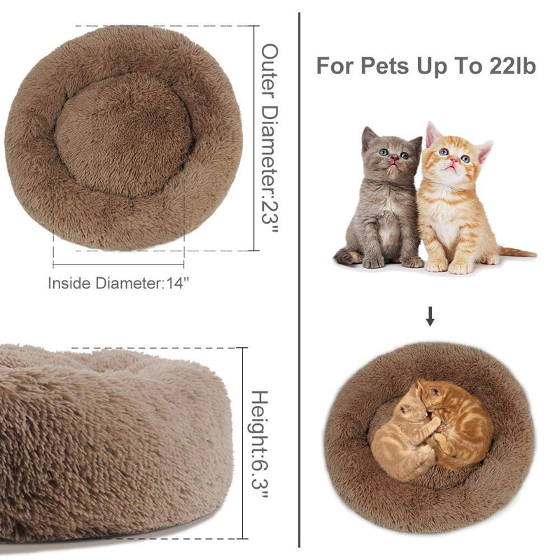 [Australia] - Small Dog Cat Bed - Comfortable Donut Calming Dog Bed, Ultra Soft Washable Dog Bed for Small Dogs (23"X23") 