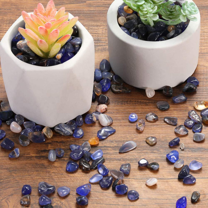 Bofanio 1.1lb Agate Gravel Chips Stone Crushed Irregular Shaped Tumbled Stones Raw Gems Beads Filler Colored Decorative Rocks for Vases Plants Crafts 0.27"-0.35"(7-9mm) Blue - PawsPlanet Australia