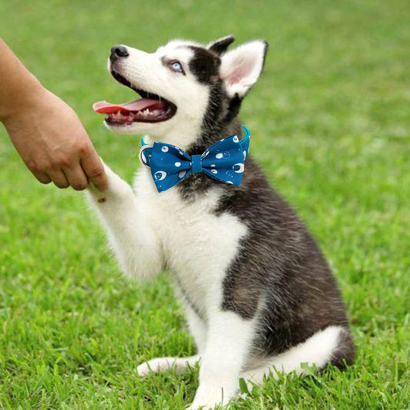 Dog Collar with Bow, Boy Girl Dog Bow Tie Collar for Puppy Small Medium Large Dogs, Soft & Comfortable Blue Elephant Collars, Cute Adjustable Bow Tie Collar for Dogs Cats XS - PawsPlanet Australia