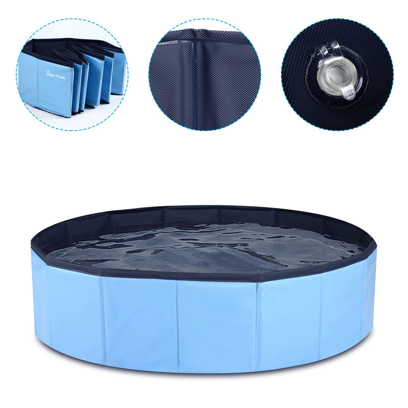 MorTime Foldable Dog Pool Portable Pet Bath Tub Large Indoor & Outdoor Collapsible Bathing Tub for Dogs and Cats S, 31" x 8" - PawsPlanet Australia