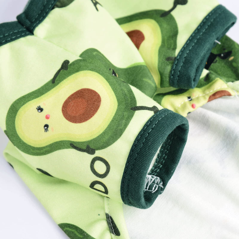 Dog Pajamas Kiwi Puppy Apparel Doggie Onesies Pet Clothes Cat Pjs for Small Dog Boy Girl Avocado - PawsPlanet Australia