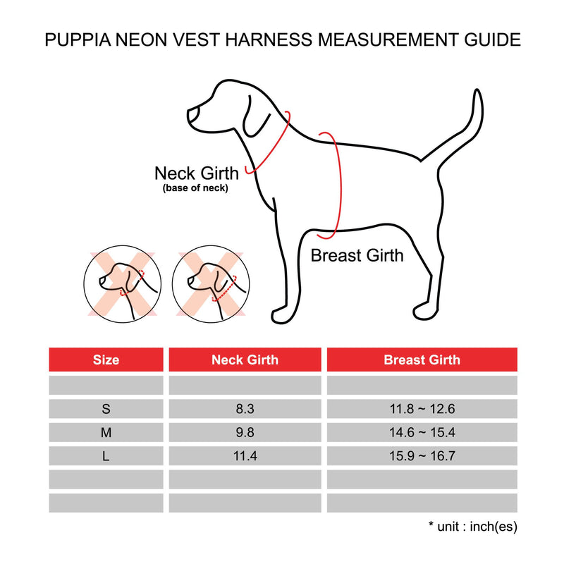 [Australia] - Puppia Authentic Neon Soft Vest Harness B Orange Large Puppia Neon Soft Vest Harness B 