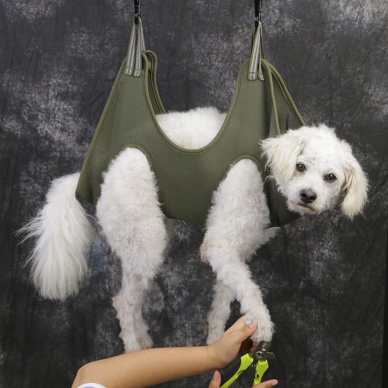 Vasanzoos Dog Grooming Hammock,Small Medium Pet Dog Grooming Harness for Nail Trimming,Eyes,Ear,Mouth Care Small Army Green - PawsPlanet Australia