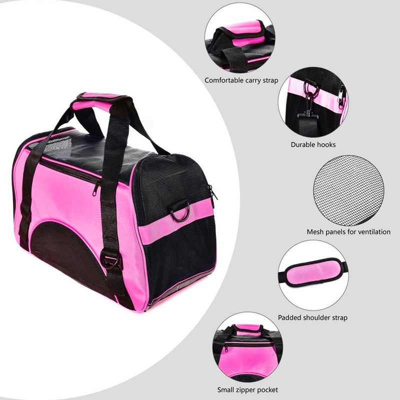 PETCUTE Dog carrier Cat carrier bag dog travel carrier Soft sided pet carriers for small animals L 50 x 23 x 34 cm Pink - PawsPlanet Australia