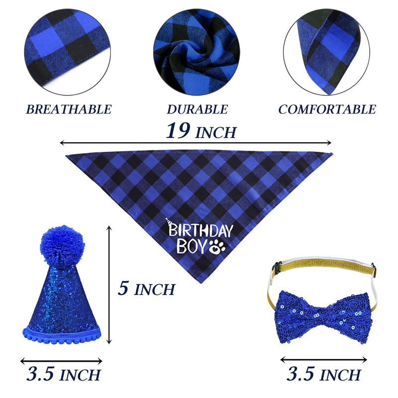 STMK Cat Birthday Party Supplies, Cat Birthday Hat with Cat Birthday Bandana Bow Tie Collar Birthday Number Cat Birthday Decorations for Cat Kitten Birthday Outfits Blue Cat Birthday Hat & Bandana & Bow Tie & Number - PawsPlanet Australia