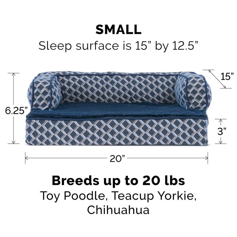 Furhaven Pet Dog Bed, Large Dog Beds for Large Dogs, Medium Small Dog Beds for Medium Small Dogs, Dog Bed Orthopedic Memory Foam Dog Beds, Removable Washable Cover, Dog Bed for Crates, Sofa and Couch Sofa Bed (Cooling Gel Foam) Diamond Blue - PawsPlanet Australia