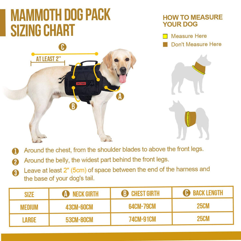 OneTigris Mammoth Dog Backpack 2.0 Version Tear Camping Hiking Dog Backpack for M/L Size Dogs (M, Black) M (1er Pack) - PawsPlanet Australia