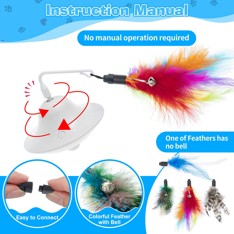 KOOLTAIL Automatic Interactive Cat Toys with Bird Sound - Robotic Cat Self Rotating Peg-Top Teaser Toy for Indoor Cats, 4 Attached Feathers with Bell and Catnip - PawsPlanet Australia