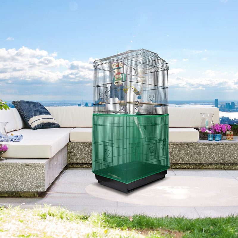 ASOCEA Extra Large Bird Cage Seed Catcher Seeds Guard Skirt Birdcage Nylon Mesh Netting Parrot Parakeet Lovebirds Round Square Cage - Green (Not Include Birdcage) - PawsPlanet Australia