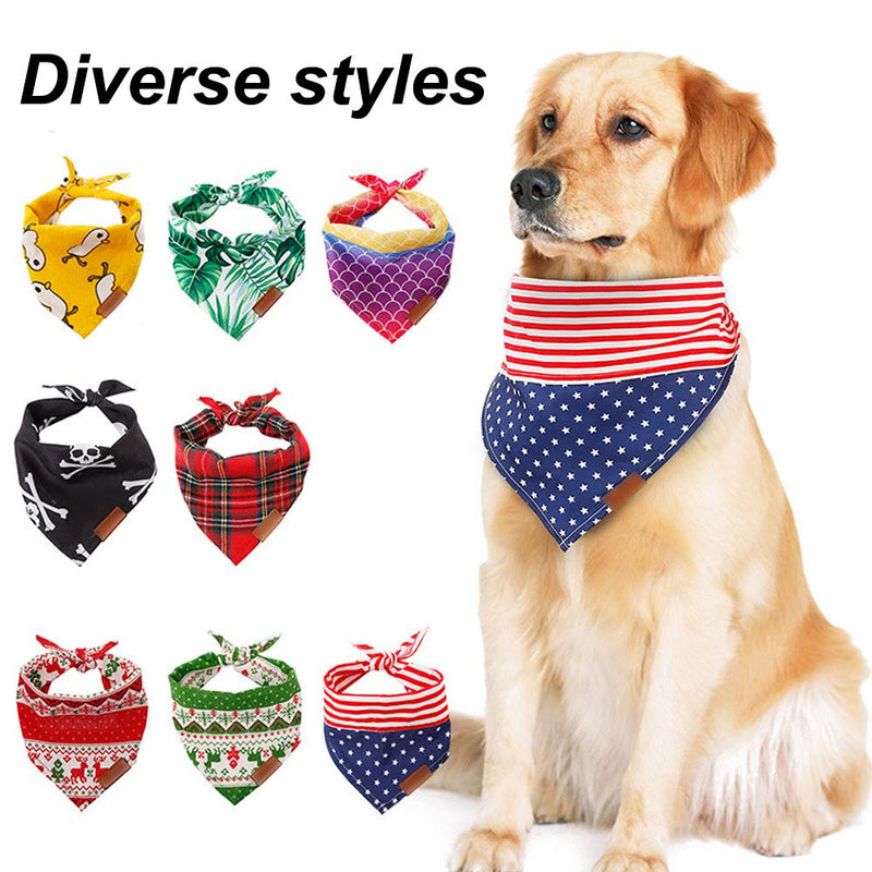 [Australia] - Mycicy Dog Bandana Christmas Classic Plaid Cute Printing Bibs Adjustable Triangle Scarf Kerchief Accessories Puppy for Small to Medium Large Dogs Pet Bandanas Large (neck up to 20 ") Yellow 