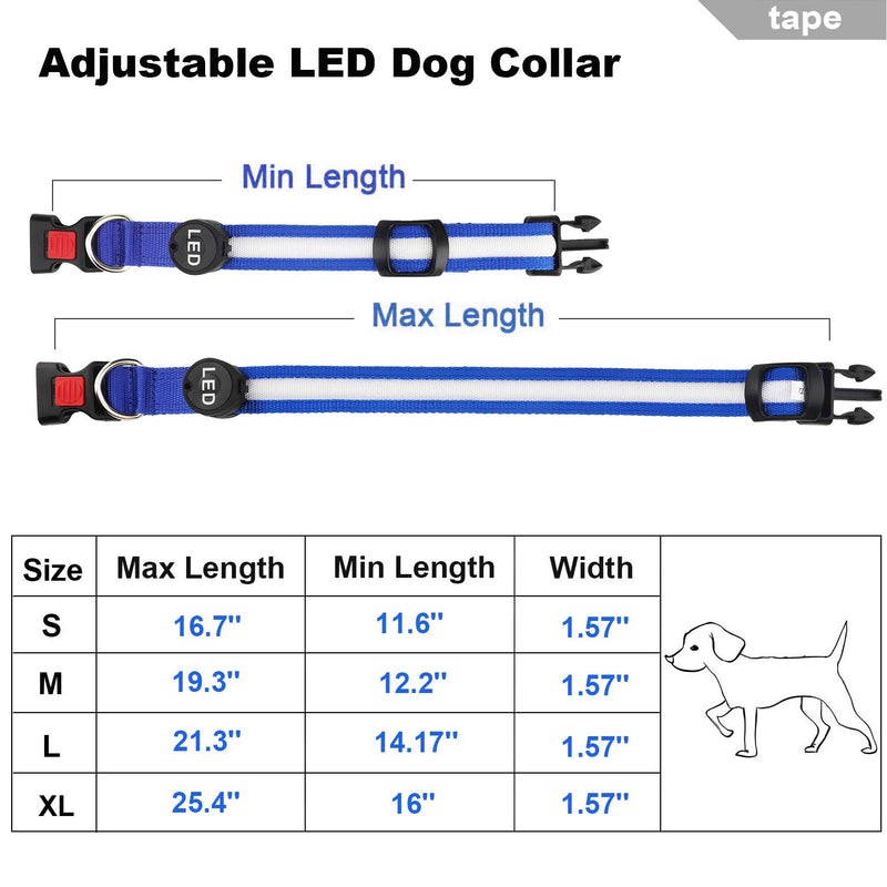 HAOPINSH LED Dog Collar, 2020 Newest Dog Collar Lights Rechargeable Led Lighted Up Dog Collar Night Safety Collar for Small Medium Large Dogs USB Charger 8 Changing (M, Blue) - PawsPlanet Australia