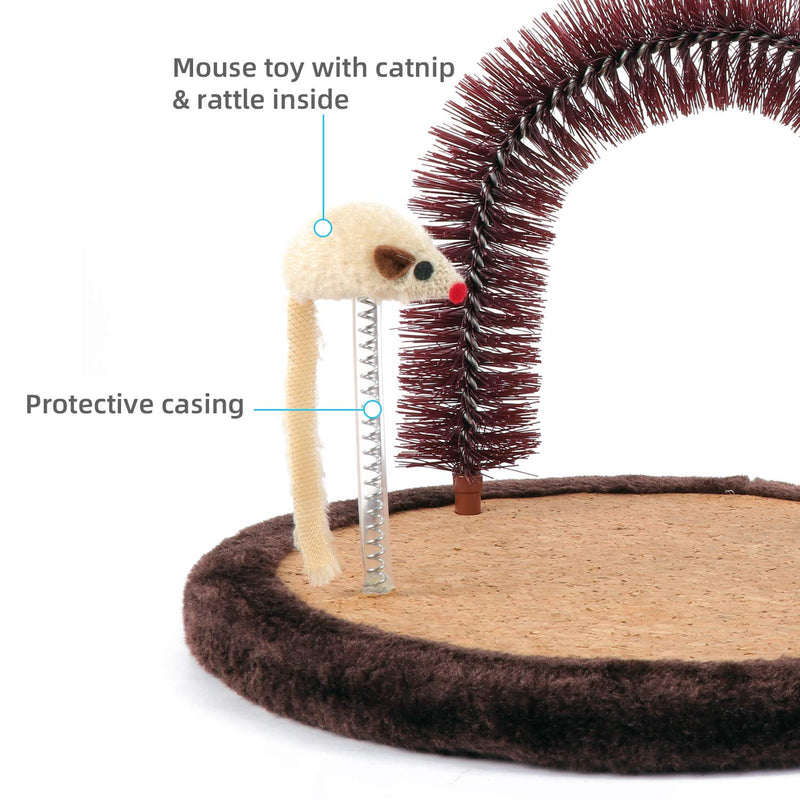 Happi N Pets Scratching Post Self Grooming Device Cat Massager Cat Hair Brush for Grooming with Heavy Duty Cat Scratching Pad and Catnip Interactive Mouse Toy for Kittens - PawsPlanet Australia