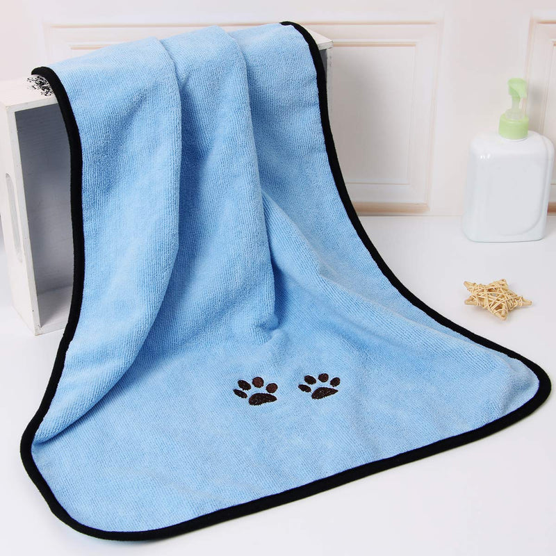 Wipela Pet Dog Cat Microfiber Drying Towel Ultra Absorbent Great for Bathing and Grooming Blue 27.5" x 55" - PawsPlanet Australia