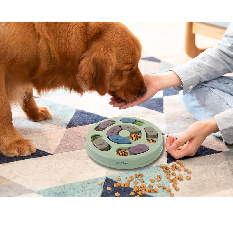Andiker Round Dog Puzzle Feeder Toy, Durable Dog Interactive Toy, Dog Brain Games, Improving IQ (Blue) Blue - PawsPlanet Australia