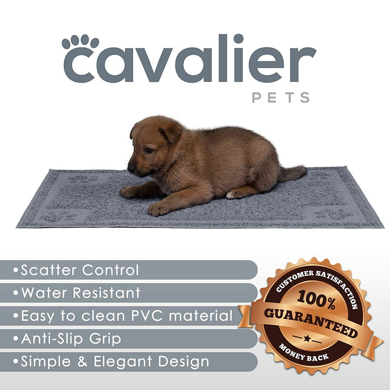[Australia] - Cavalier Pets, Dog Bowl Mat for Cat and Dog Bowls, Silicone Non-Slip Absorbent Waterproof Dog Food Mat, Easy to Clean, Unique Paw Design… Medium (24-Inch) Grey 