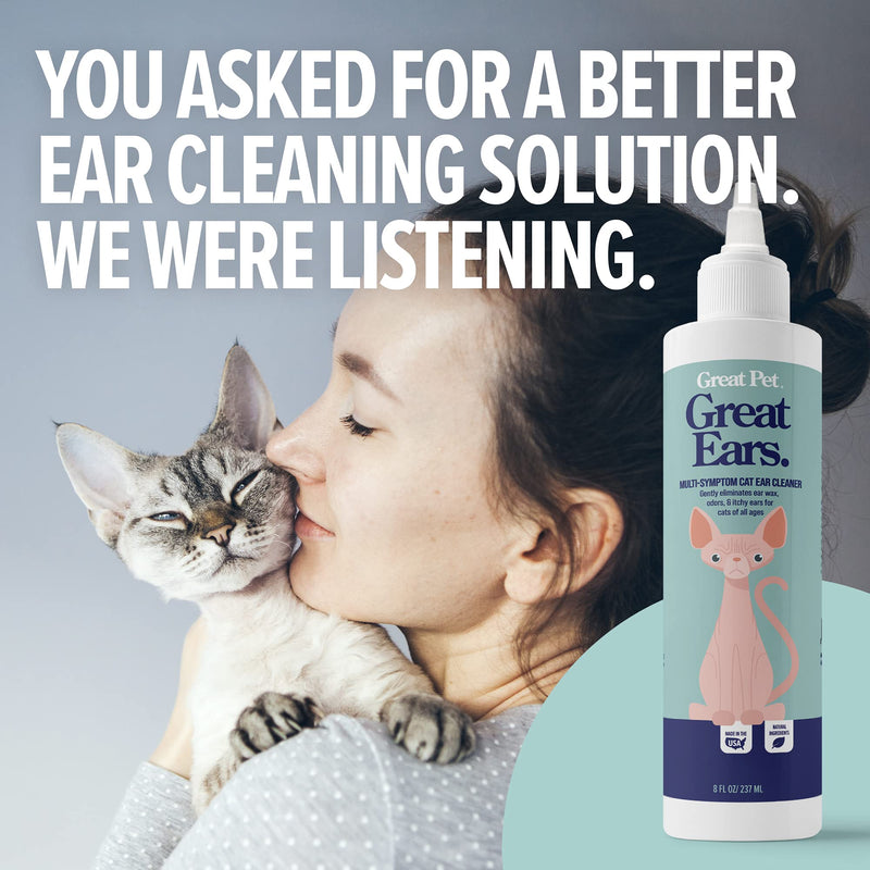 Great Pets - Dog & Cat Ear Cleaner - Advanced Ear Cleaning Solution for Dogs & Cats (8oz Bottle), Cat & Dog Ear Wash Rinse, Ear Wash Cleanser - Cleans Wax, Removes Irritation, Itching and Infection - PawsPlanet Australia