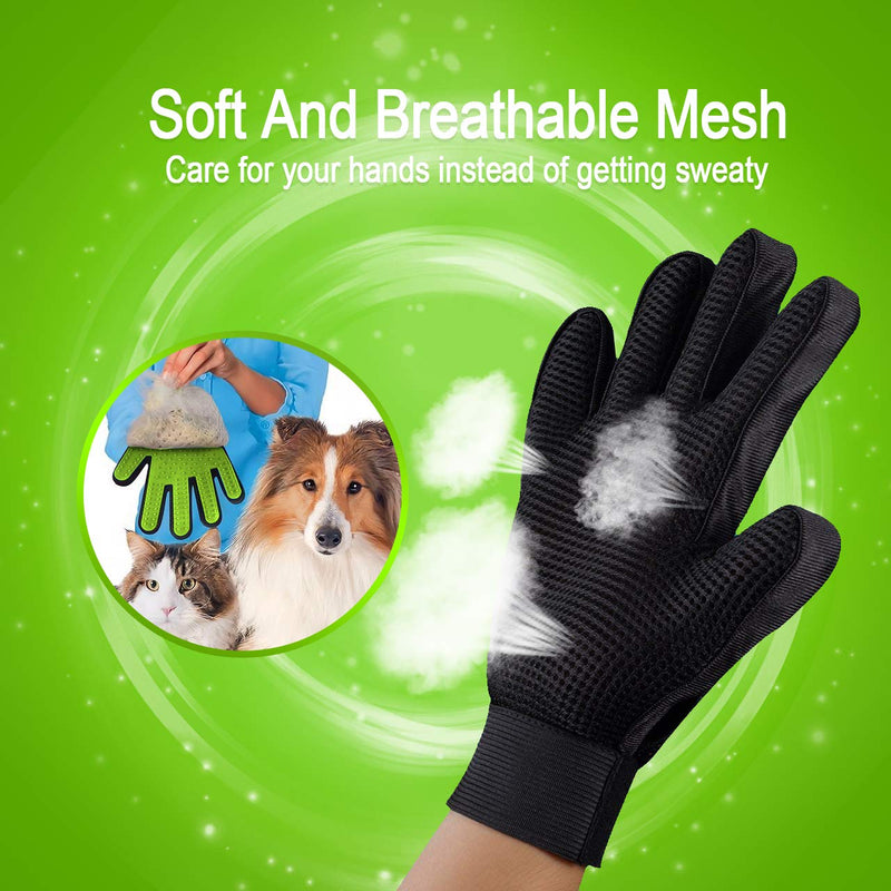 TUODING Pet Grooming Shedding Tool Hair Remover Mitt Mesh Glove Brush[2020 New Upgrade ] with 185 Soft Silicone Tips for Massage for Cats Dogs (right hand and Left hand) green - PawsPlanet Australia