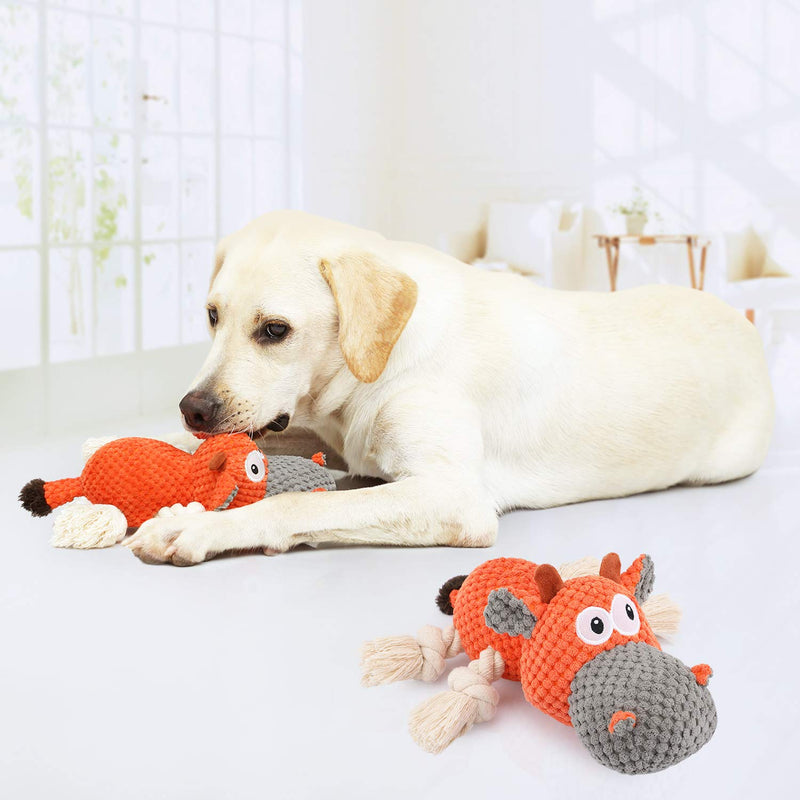 Iokheira Dog Plush Toys, Squeaky Dog Toys Interactive, Tough Dog Chew Toy with Cotton Material and Crinkle Paper, Interactive Dog Toys for Large and Small Dogs Orange - PawsPlanet Australia
