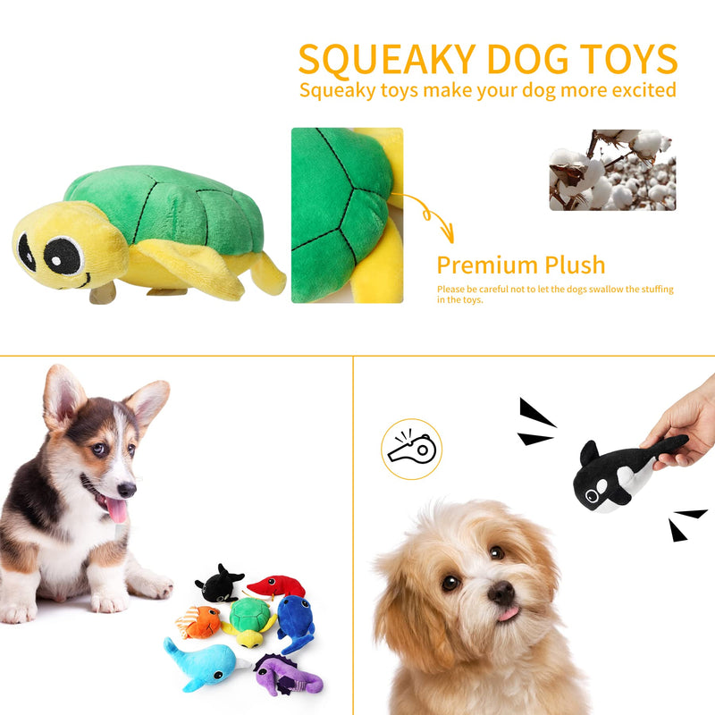 Toozey Dog Toys, 10 Packs Squeaky Marine Puppy Teething Toys for Interactive Play and Training Marine Set - PawsPlanet Australia