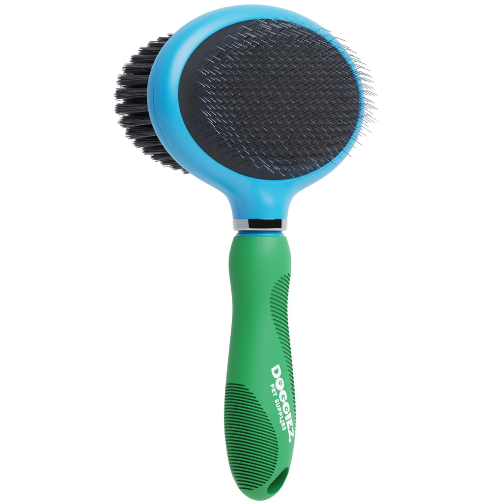 Doggiez Pet Supplies - Double Sided Dog Brush & Cat Brush - Pin Slicker Brush with Bristle Hair Brush for Dog Grooming & Shedding Undercoat - Brushes for Long & Short Haired Dogs, Cats, Puppy Brush - PawsPlanet Australia