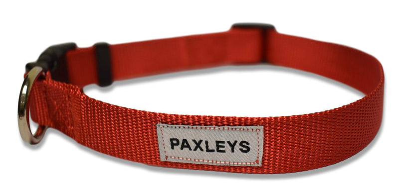 Paxleys Classic Solid Red Adjustable Dog Puppy Collar, Water Resistant, Suitable For Small and Medium Dogs (Medium - 30cm - 50cm) Medium - 30cm - 50cm - PawsPlanet Australia