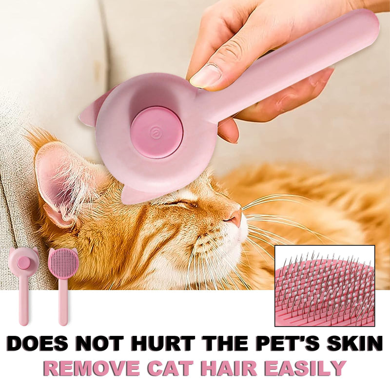Cat brush, dog brush, medium and long hair, cat comb with handle, brush for pet care for removing undercoat, loose fur and dirt, for medium and long hair dogs, cats (pink) pink - PawsPlanet Australia
