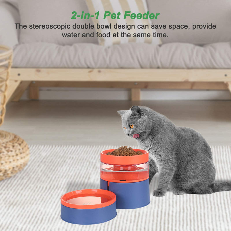 Hosdog Double Cat Dog Bowls, Raised Cat Food Bowl Set Automatic Pet Water Gravity Dispenser with Detachable and Anti-Vomiting Design for Indoor Cats and Small Dogs Blue - PawsPlanet Australia