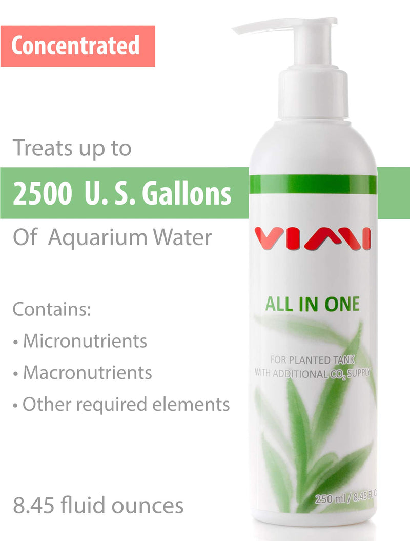 VIMI All in One Aquarium Plant Fertilizer - Micro & Macro Nutrient Rich Plant Food for Freshwater Tank with Additional CO2 Supply (250 ml / 8.45 oz) (250 ml / 8.45 oz) - PawsPlanet Australia