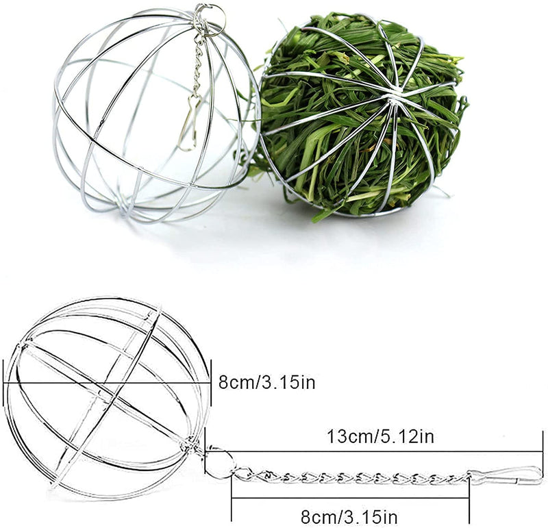 Alalzone Pack of 4 Pet Grass Ball Stainless Steel Hay Ball for Hanging Small Animal Toy Ball Hay Ball Pet Toy for Guinea Pigs, Hamsters, Rats, Rabbits Rodents for Style 6 - PawsPlanet Australia