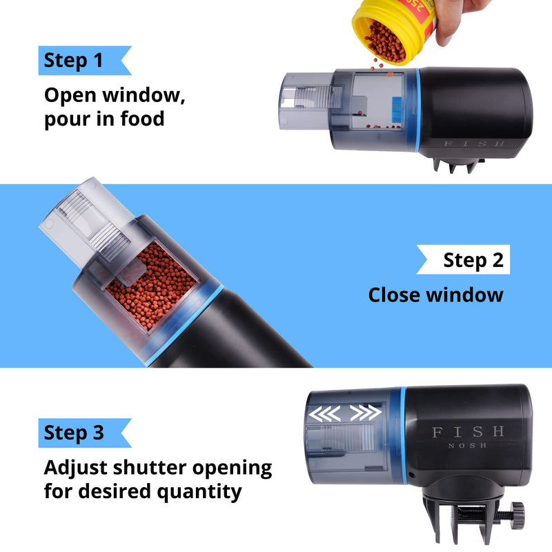 FISHNOSH Automatic Fish Feeder for Aquarium - New Generation 2022, Auto Food Dispenser with Timer for Small Tank, Big Aquariums & Pond - Battery-Operated Feeders for Goldfish, Koi, & More on Weekend - PawsPlanet Australia