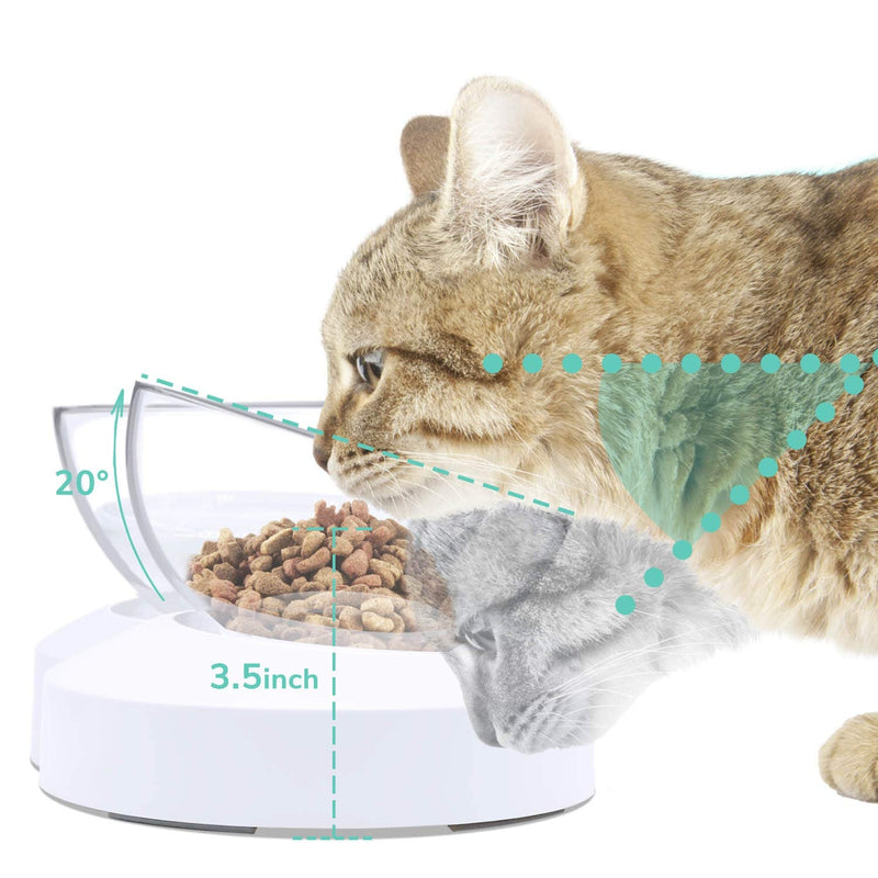 LumoLeaf Raised Cat Food Bowls with Stand, Tilted Double Bowls Feeding Station for Kittens, Detachable & 0-30° personalised Elevated Cat Dog Pet Bowls Set, Anti Vomiting and Stress Free. Double Bowls w/ Spoon - PawsPlanet Australia