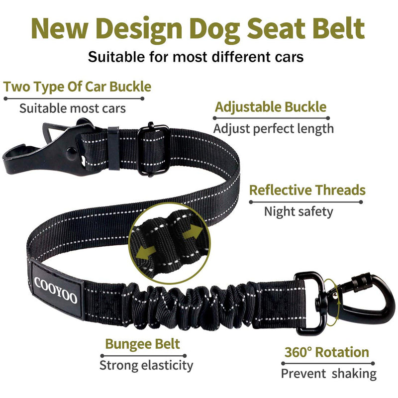 [Australia] - COOYOO Dog Seat Belt,2 Packs Dog Car Seatbelts Adjustable Pet Seat Belt for Vehicle Nylon Pet Safety Seat Belts Heavy Duty & Elastic & Durable Car Harness for Dogs Black+Army Green 