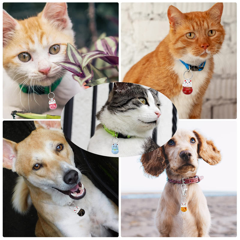Cobee Pet Collar Bells, 6pcs Colorful Lucky Cat Collar Bells for Kittens Trainning Loud Bells with Breakaway Buckle for Cat Necklace Pendant Cat Collar Bells for Lucky with Key Rings - PawsPlanet Australia
