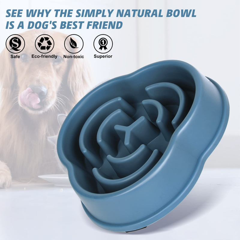 IOKHEIRA Dog Slow Feeder Bowl, Newest Non Slip Slow Eating Dog Bowl, Anti Gulping Healthy Eating, Safety Durable Food Bowl for Medium and Large Dogs (L, Blue) L - PawsPlanet Australia