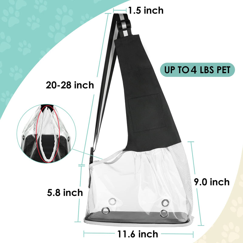 SLSON Pet Dog Sling Carrier,Transparent Dog Sling Bags Hands Free Dogs Cats Travel Bag Breathable Adjustable Strap Shoulder Carriers for Pets,with Collapsible Dog Bowl Small - PawsPlanet Australia