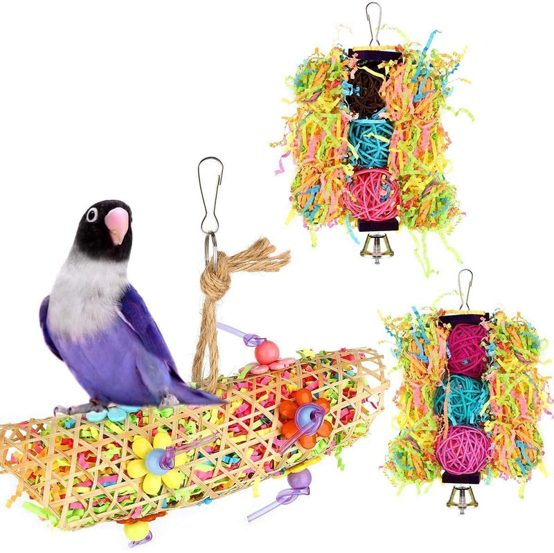 3 Pack Bird Chewing Toys Foraging Shredder Toy Parrot Cage Shredder Toy Bird Loofah Toys Foraging Paper Hanging Toy for Lovebird Cockatiel Conure African Grey Parrot Budgies Parakeet by BCD World - PawsPlanet Australia