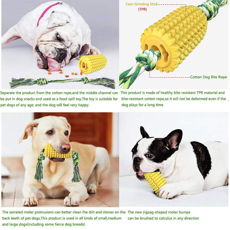 [Australia] - KTT Dog Chew Toys,Safe & Long Lasting Corn Chewable Sticks with Cotton Rope Knot Toy - Tough Alternative Chewing Sticks for Dogs 