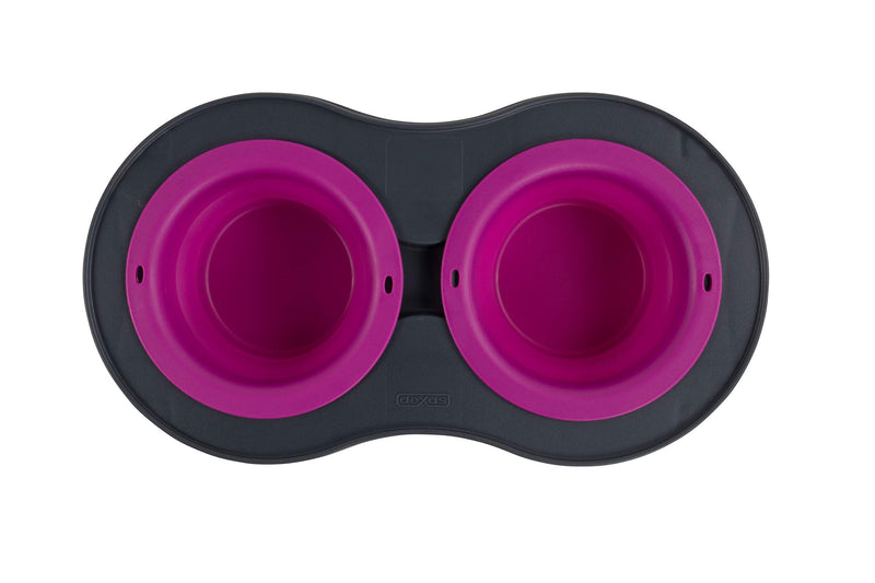 [Australia] - Dexas Popware for Pets Double Elevated Pet Feeder Large/2.5 Cup Capacity Bowls Fuchsia 