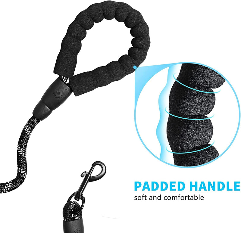 Cutefly dog leash for small medium and large dogs 1.5m up to 150kg with comfortable padded handle & robust reflective nylon for safety for people and dogs, black - PawsPlanet Australia