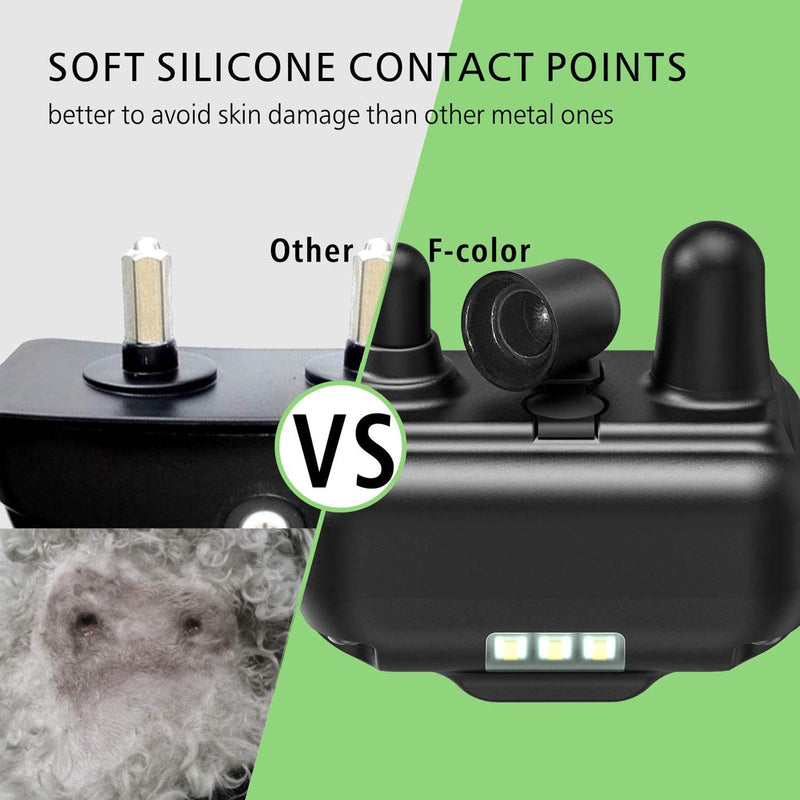 F-color Dog Training Collar, Rechargeable Waterproof Dog Shock Collar for Dogs with Remote 2600ft,with Beep Vibrating Shock LED Light 4 Modes for Small Medium Large Dogs, Black - PawsPlanet Australia