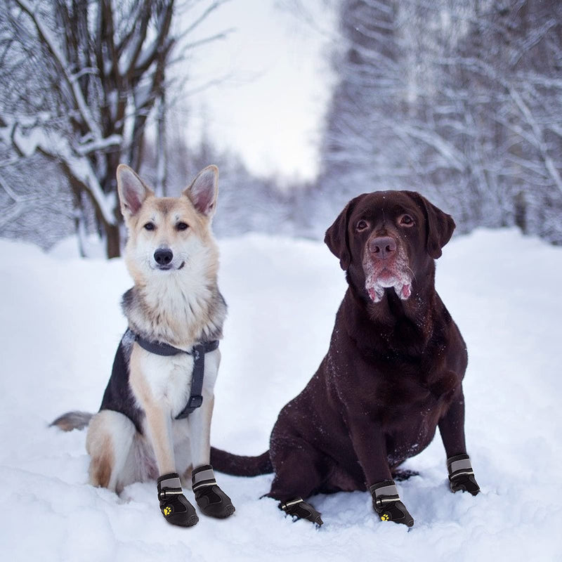 Fuzilin Dog Boots, Waterproof Dog Shoes, Summer Breathable Pet Dogs Booties, with Non-Slip Soles and Reflective Strap for Small Medium and Large-Sized Dogs, Black 4PCS 3 - PawsPlanet Australia