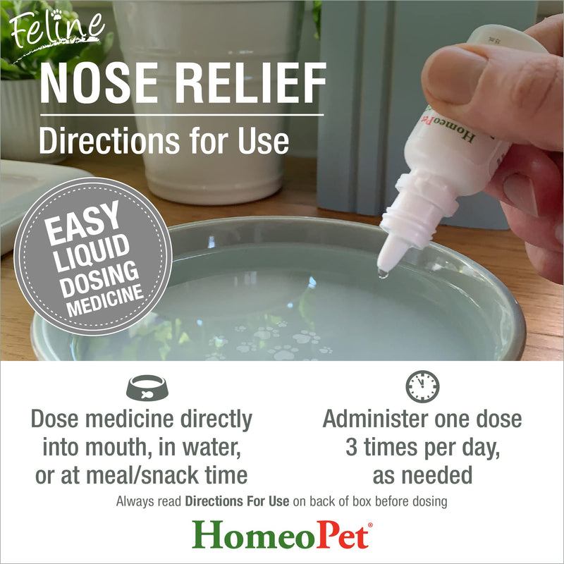 HomeoPet Feline Nose Relief Natural Pet Medicine, Nasal and Sinus-Tract Support for Cats of All Ages, 15 Milliliters One Size - PawsPlanet Australia